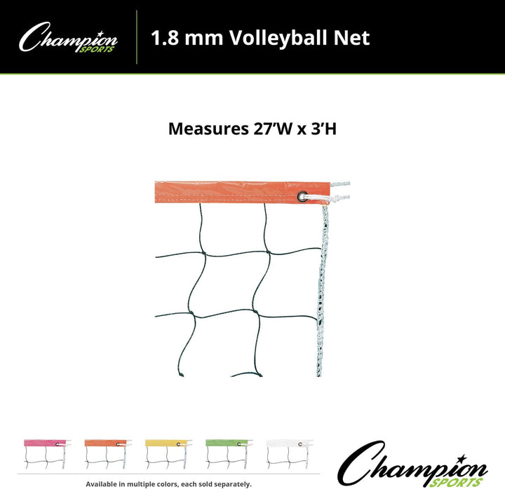 Champion Sports2.6 mm Volleyball Net 32 x 3-Feet neon-orange, 32 x 3-Feet neon-orange