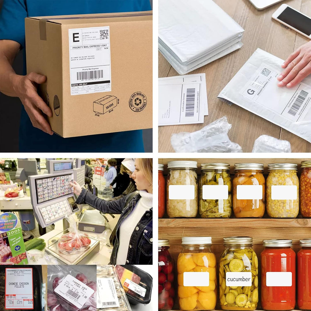 m MU Etiketten Selbstklebend, 150×100MM, 4 Rolle Pack Etikett x 350 St. Je Rolle = 1400 Label, Kompa