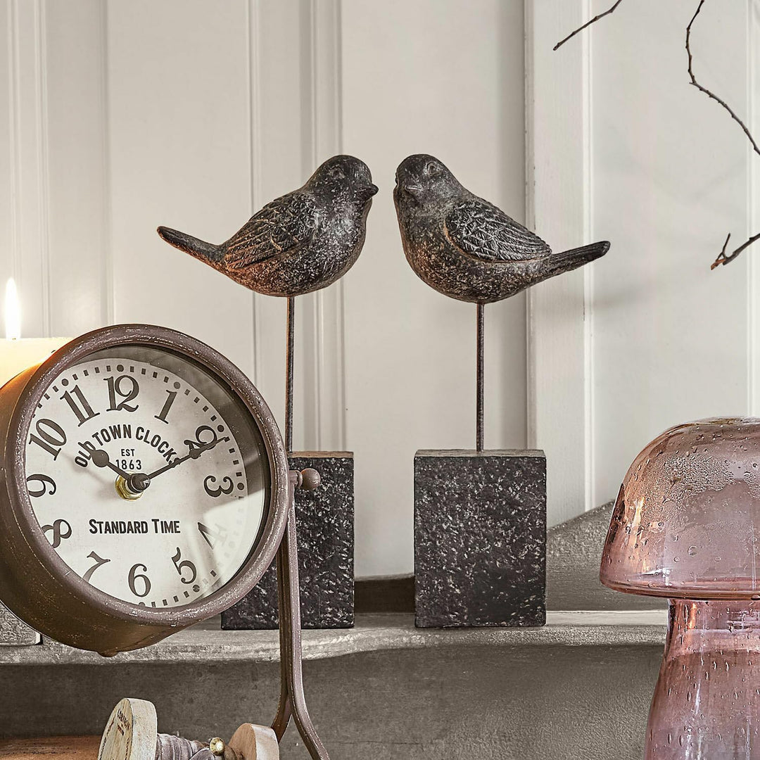 Loberon Deko-Vogel 2er Set Juxivel, antikbraun