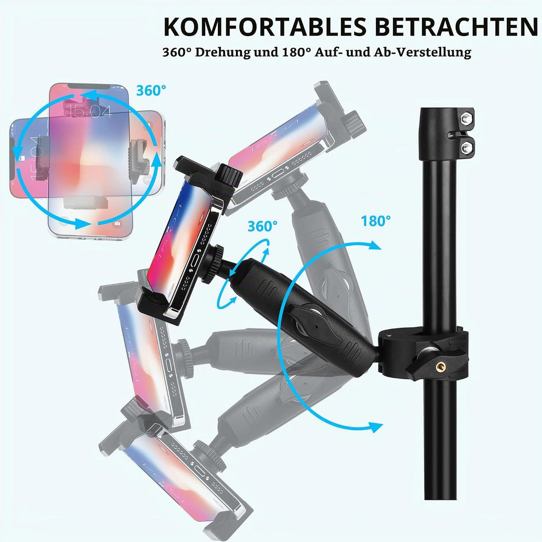 Peastrex Musik Boom Mikrofonständer Telefonhalterung mit langem Arm und Superklemme 360° Drehung für