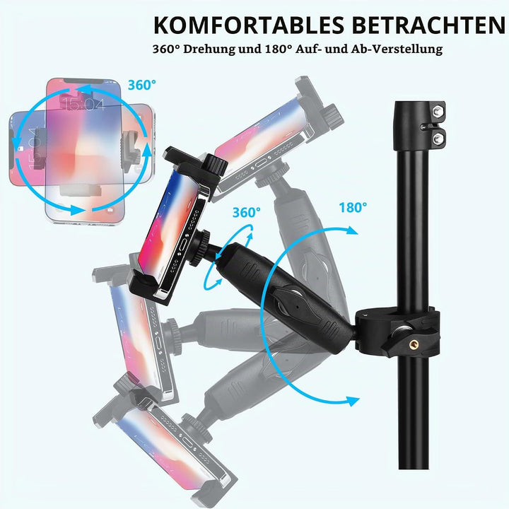 Peastrex Musik Boom Mikrofonständer Telefonhalterung mit langem Arm und Superklemme 360° Drehung für