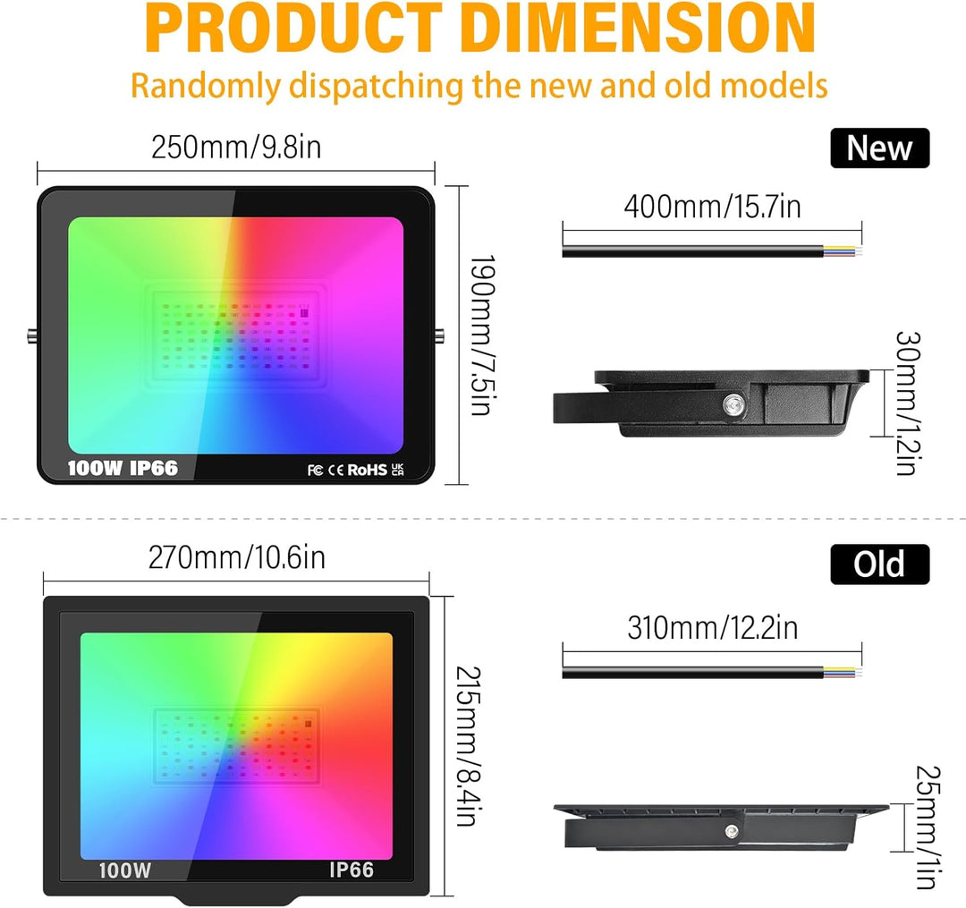 Willpower 4pcs RGB LED Strahler mit Fernbedienung 100W 10000LM, LED Fluter mit Memory-Funktion, Dimm