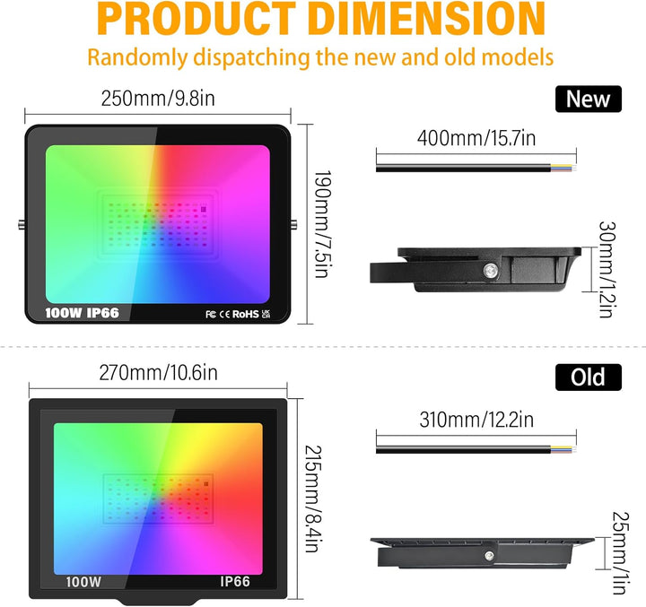 Willpower 4pcs RGB LED Strahler mit Fernbedienung 100W 10000LM, LED Fluter mit Memory-Funktion, Dimm