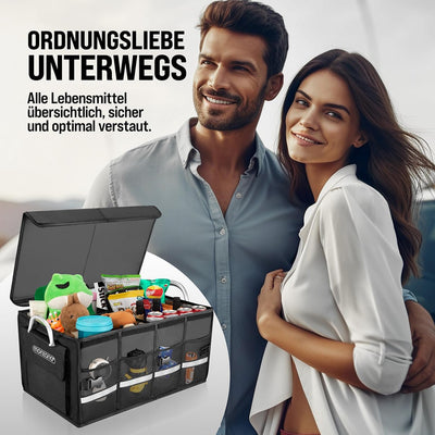 MONZANA® Kofferraum Organizer Deckel 63L Trennwände Wasserdicht Faltbar Verstärkte Wände rutschfest