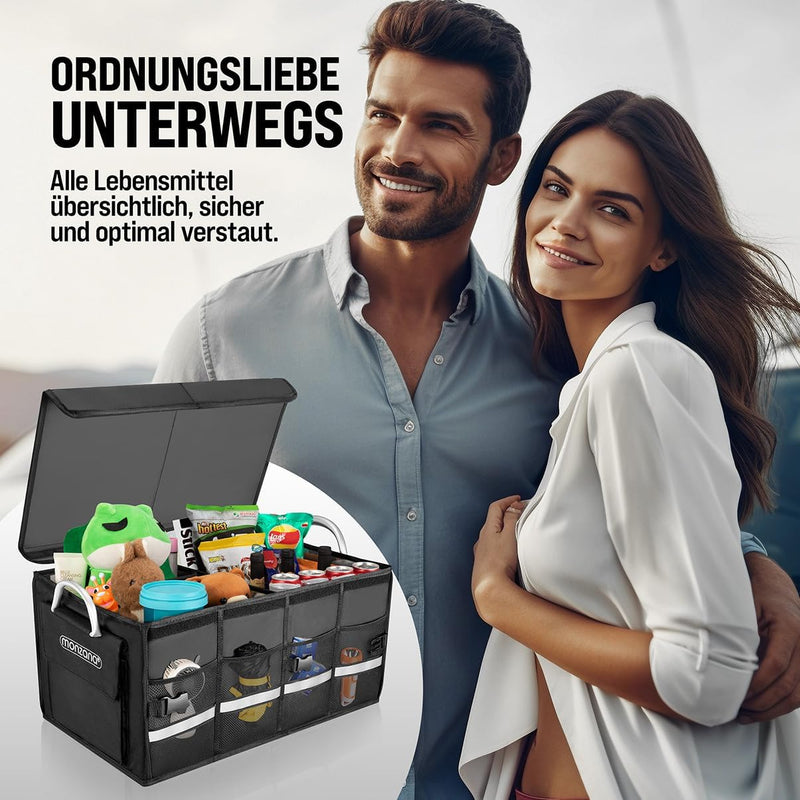 MONZANA® Kofferraum Organizer Deckel 63L Trennwände Wasserdicht Faltbar Verstärkte Wände rutschfest