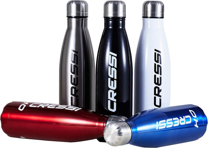 Cressi Water Bottle H20 Sportflasche aus Edelstahl 500 ml 750 ml Blau, 750 ml Blau