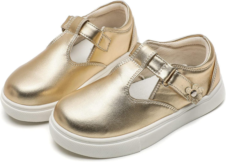 DADAWEN Mädchen T-Spangen Mary Jane Ballerinas Taufschuhe 22 EU Gold, 22 EU Gold