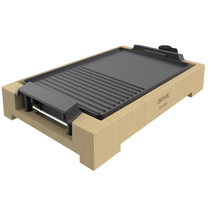 Cecotec elektrische Grill- und Kochplatte Tasty & Grill 2000 Bamboo, 2000 W, Bambusrahmen, einstellb