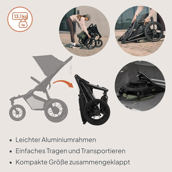 Lionelo Azura Kinderbuggy mit Luftreifen – hohe Federung, stufenlos verstellbare Liegeposition, XXL-