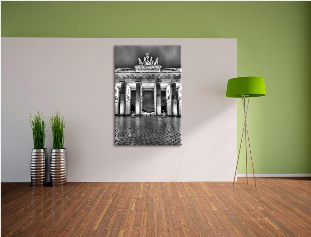 Pixxprint Monocrome, erleuchtetes Brandenburger Tor, Format: 100x70 auf Leinwand, 100x70