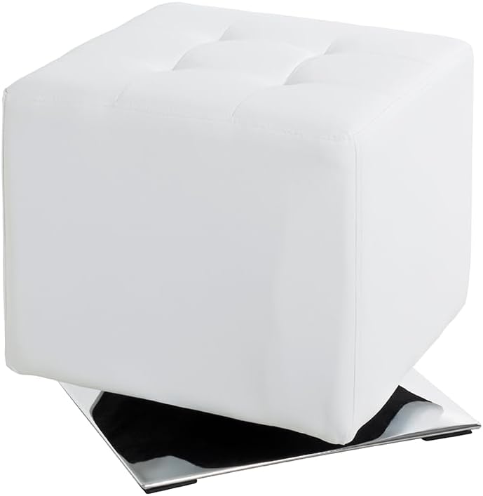 HAKU Möbel Hocker, Kunstleder, chrom-weiss, B 40 x T 40 x H 42 cm Chrom-weiss 40 x 40 x 42, Chrom-we