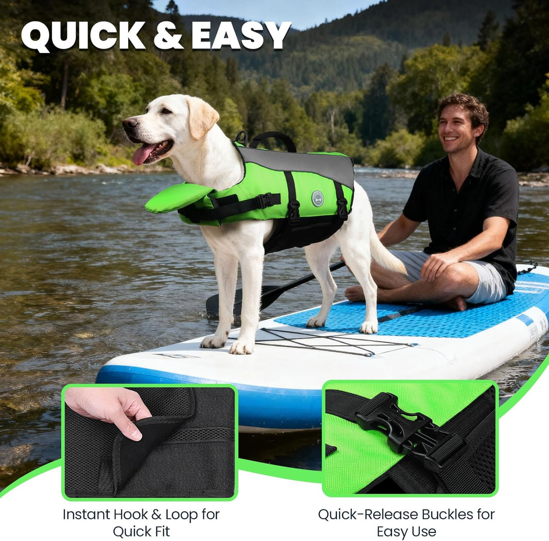 VIVAGLORY Front Float Schwimmweste Hund, Hundeschwimmweste für Bootfahren, Schwimmweste with Kopfstü