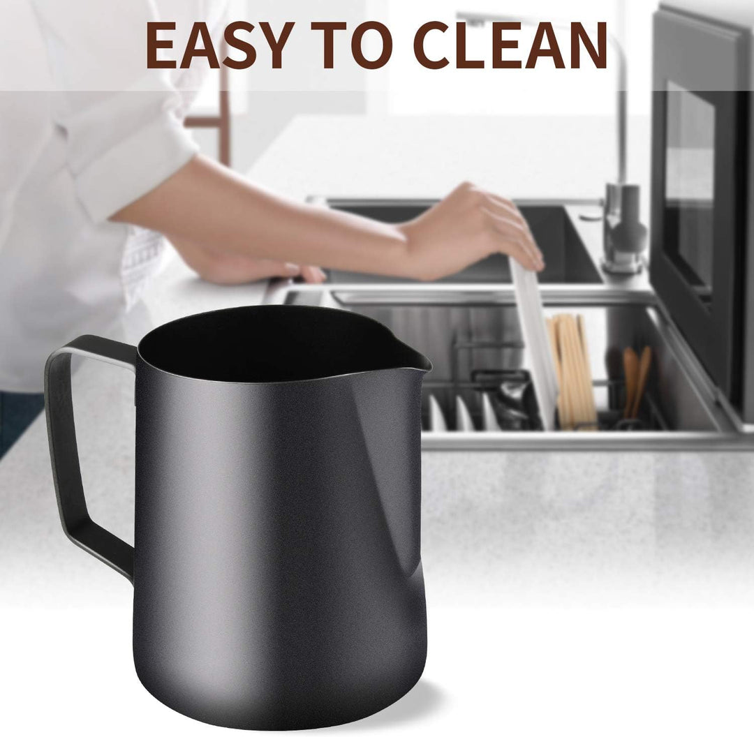 TechKen Milchkännchen,Milchkanne Edelstahl, Barista Zubehör Kaffee Milch Kännchen für Espresso Cappu