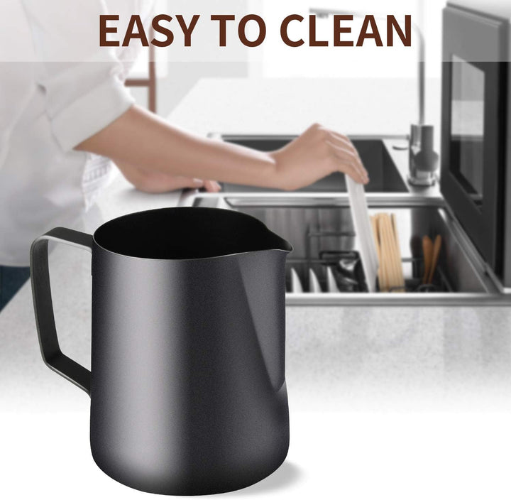 TechKen Milchkännchen,Milchkanne Edelstahl, Barista Zubehör Kaffee Milch Kännchen für Espresso Cappu