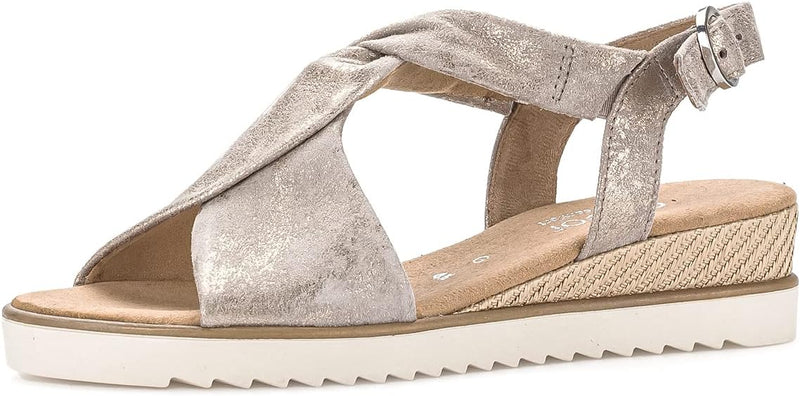 Gabor Damen Keilsandalen | Frauen Sandalen | Moderate Mehrweite (G) 38 EU Beige Muschel, 38 EU Beige