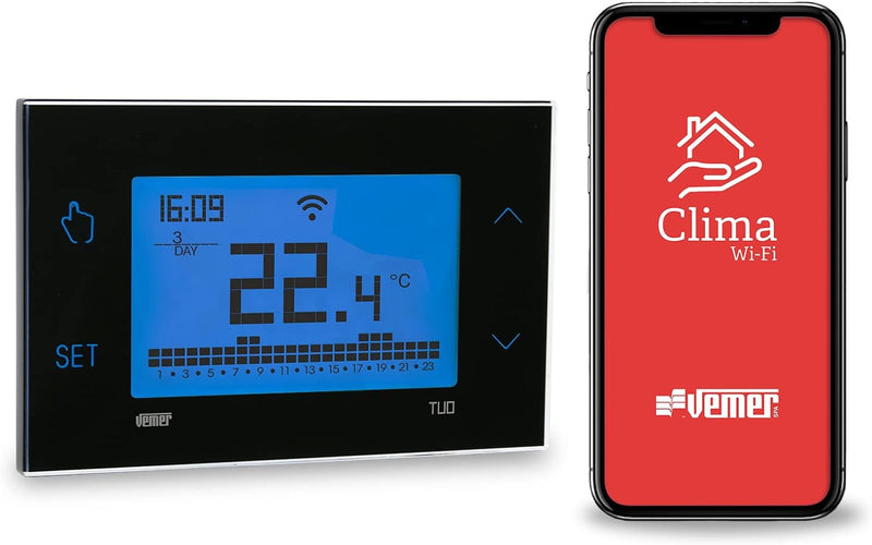 VEMER VE793800 TUO WIFI LITE - Smart WiFi Thermostat, WLAN Raumthermostat Digitaler Programmierbarer