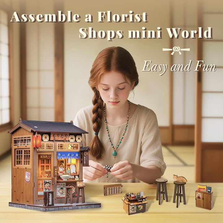 CUTEBEE Book Nook Kit - DIY Puppenhaus Miniatur Haus Selber Bauen mit Staubschutzhülle & LED-Licht |
