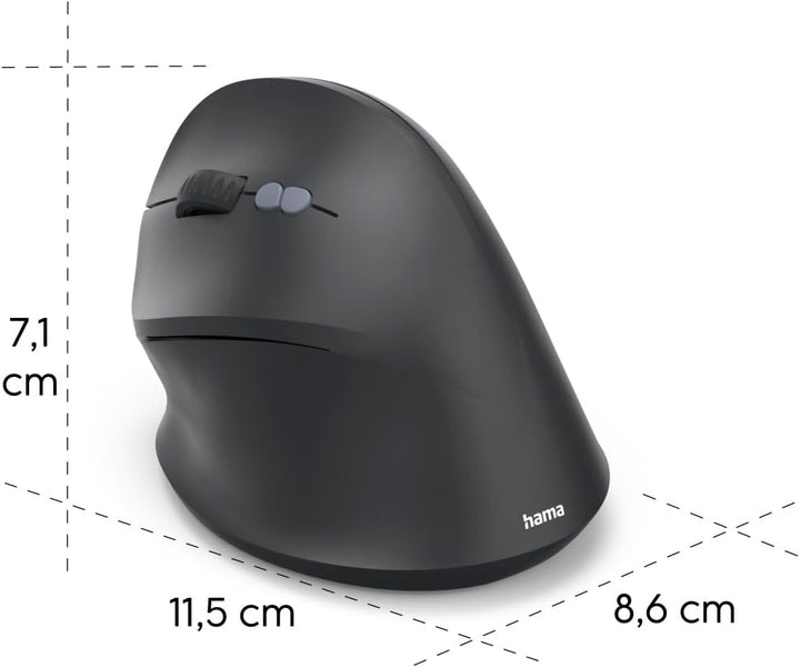 Hama Vertikalmaus für Linkshänder, Bluetooth/Funk (Multi Device, optische Maus ohne Klickgeräusch, 8