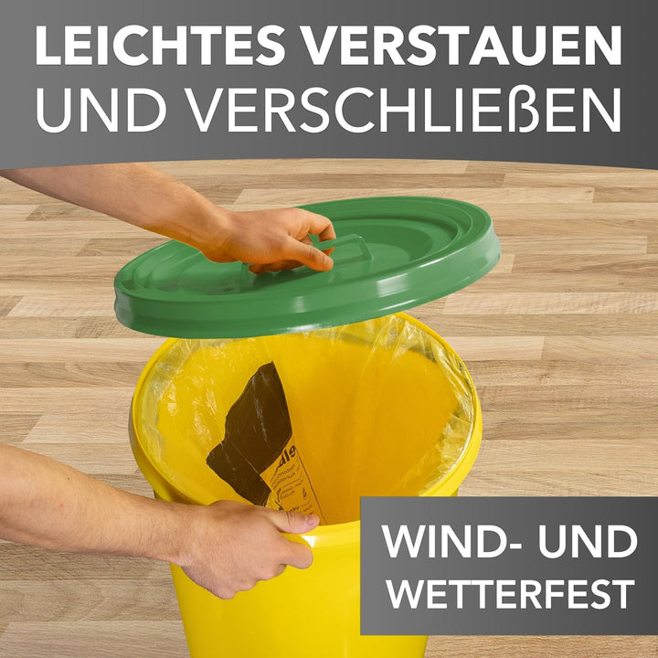 Mülleimer 60l mit geruchsdichtem Deckel (Grün), Gelber Sack Ständer, Made in Germany, Müllsackstände