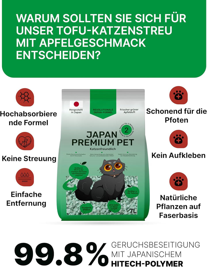 Apfel & Tofu Katzenstreu | Antibakterielle, spülbare und Geruchshemmende | Katzenstreu staubfrei auf
