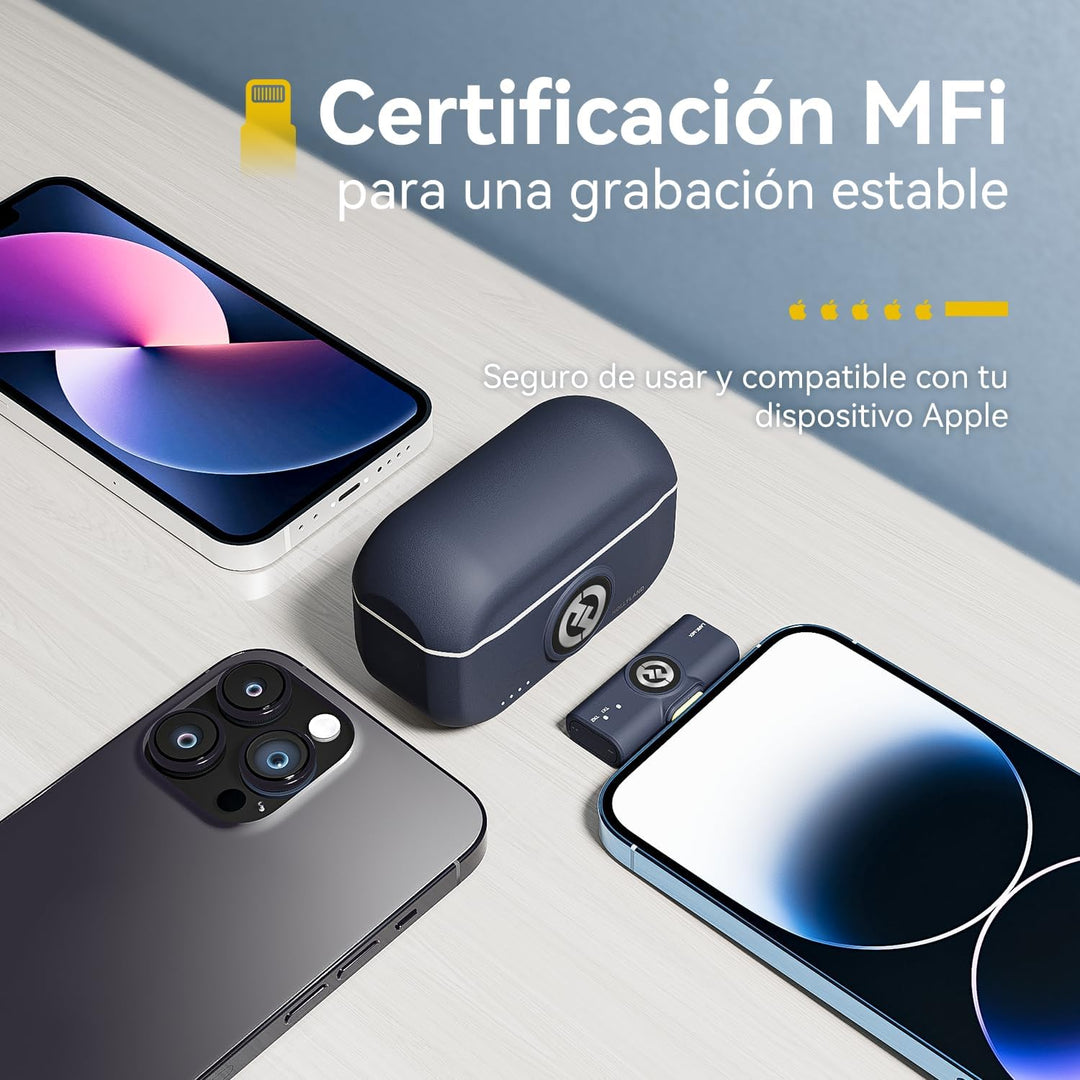 Hollyland Lark M2 Wireless Lavalier Mikrofon für iPhone Lightning MFi-Zertifiziert, 48kHz/24 bit Hi-