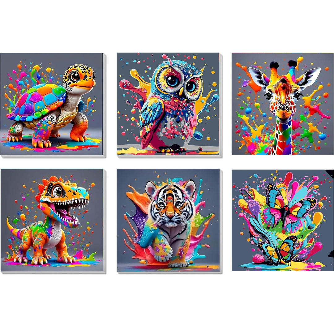 Yunruily 6er Set Diamond Painting Kinder - Tiere Diamant Painting Kinder,Diamond Painting Kind ab 6