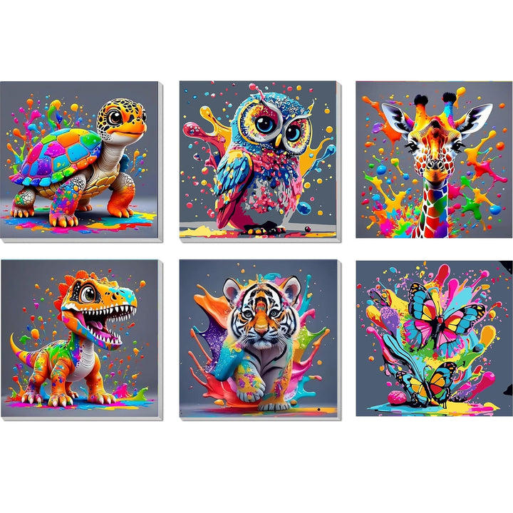 Yunruily 6er Set Diamond Painting Kinder - Tiere Diamant Painting Kinder,Diamond Painting Kind ab 6