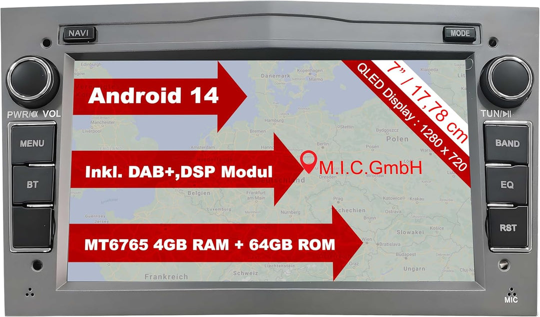 M.I.C. AO8Lite Android 12 Autoradio mit navi Ersatz für Opel Antara Astra h Combo Corsa d Meriva Sig