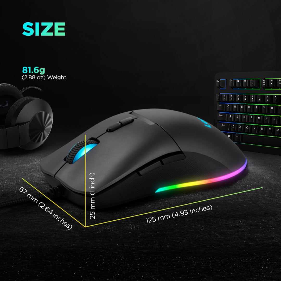 Lenovo M210 RGB Gaming-Maus (7 Tasten, RGB-Licht mit 3 Zonen, 8000 DPI, 300 IPS, 35 G, 1000 Hz), Sch