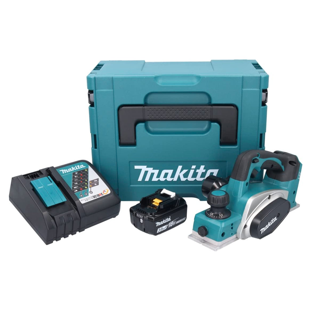 Makita DKP 180 RF1J Akku Hobel 18 V 82 mm + 1x Akku 3,0 Ah + Ladegerät + Makpac
