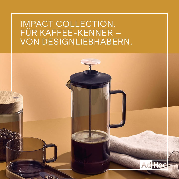AdHoc MC81 French-Press-Kaffeebereiter Impact | 1000 ml | Mundgeblasenes Borosilikatglas & Edelstahl