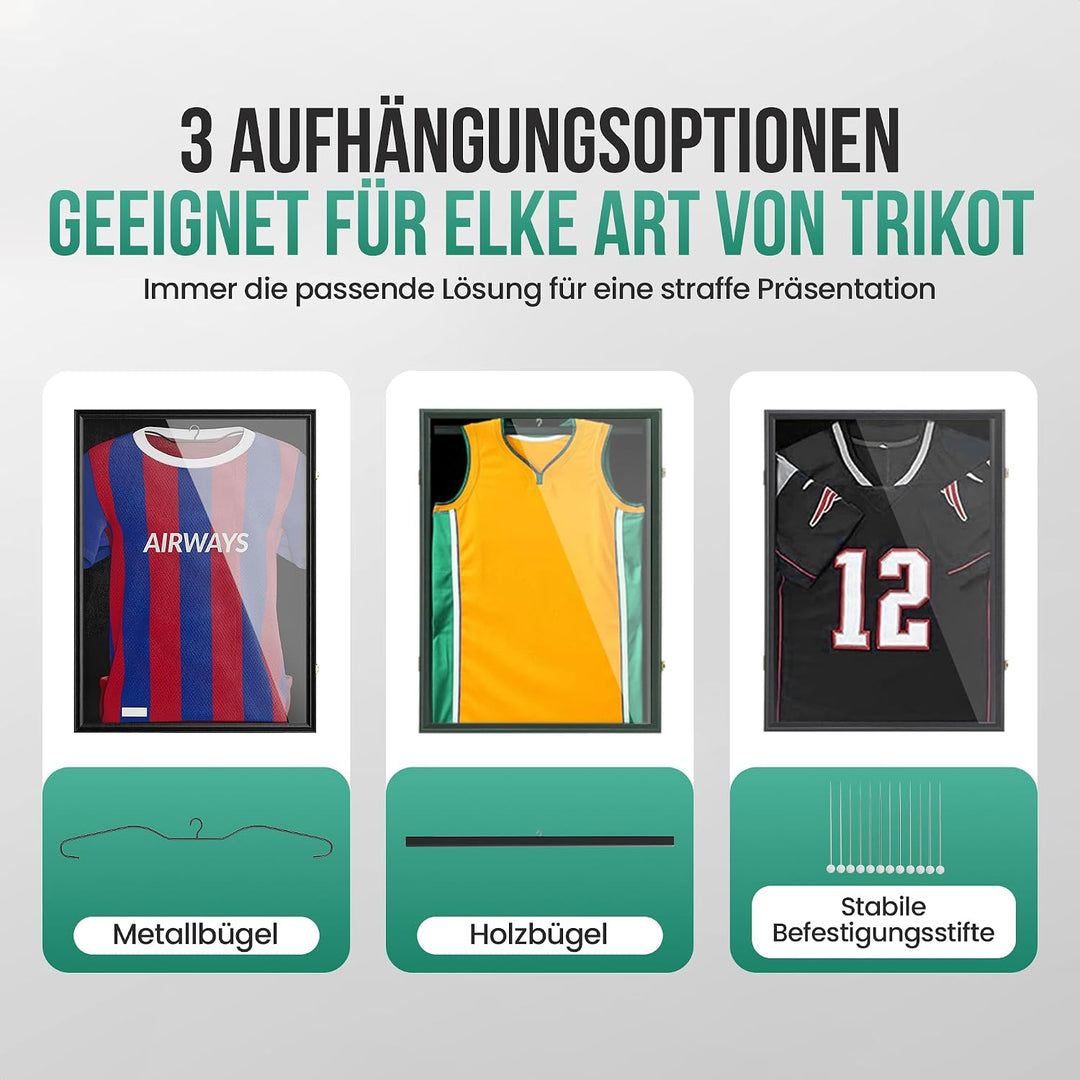 Avalo Trikotrahmen - Bilderrahmen 80x60 cm für Fussballtrikot - aufklappbar | Trikot Bilderrahmen fü