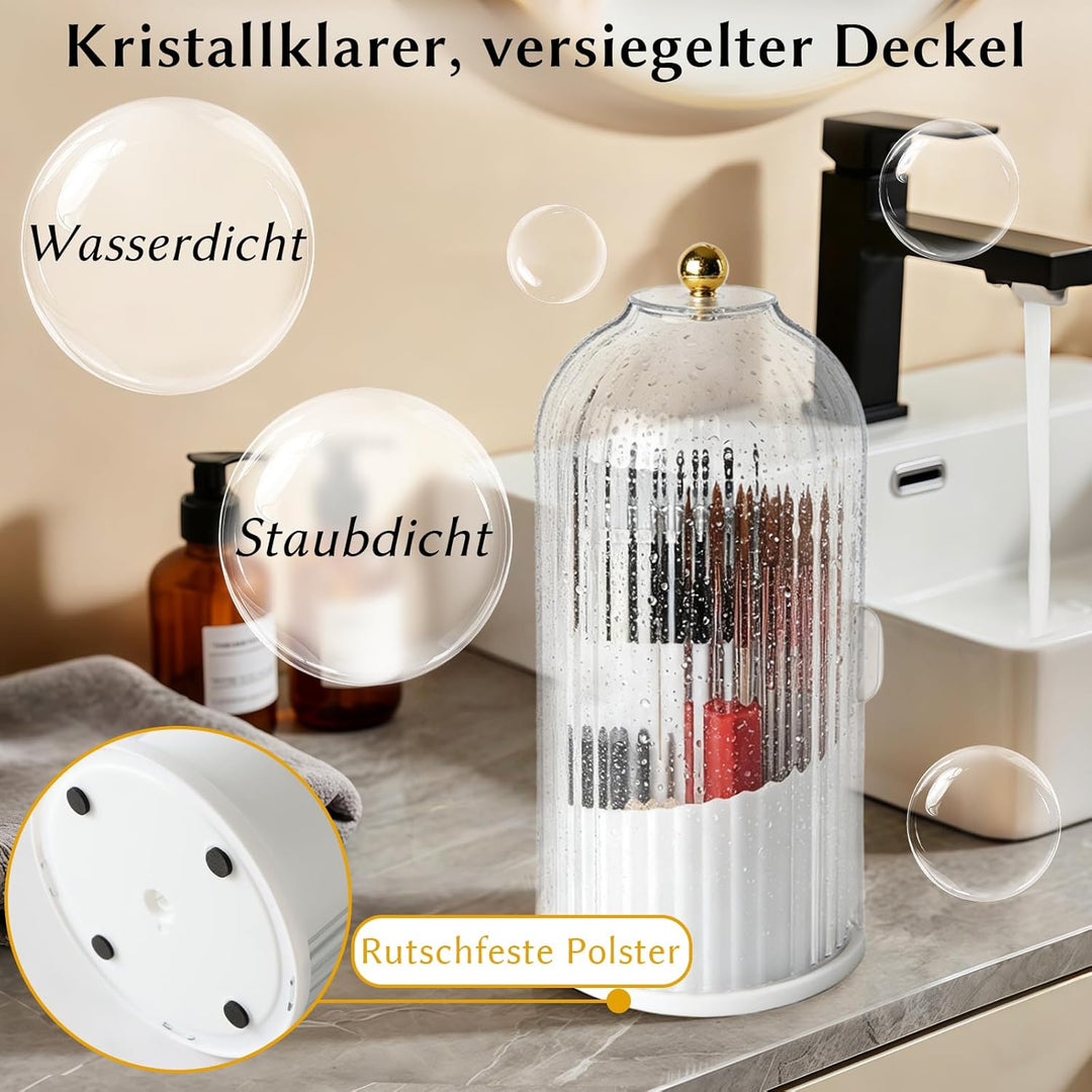 FAVORTALK Make-Up Pinselhalter mit Deckel, 360 Grad Drehbare Makeup Pinsel Veranstalter Spinning Kos