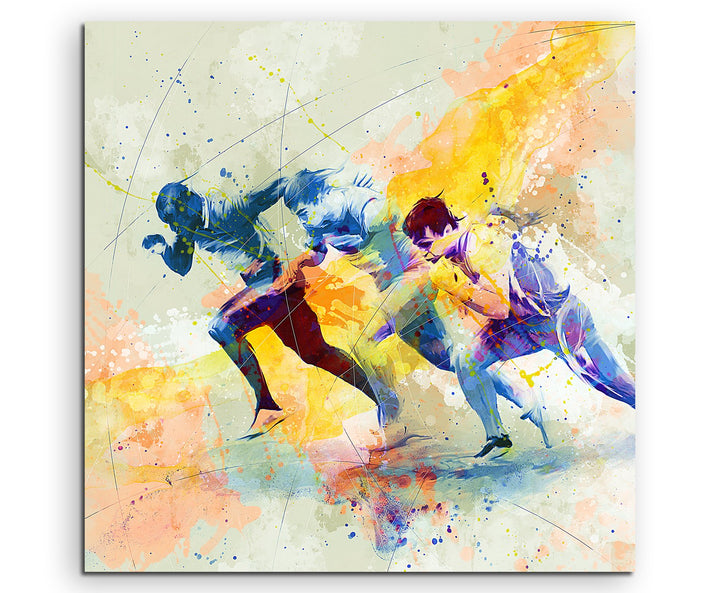 Running VII 60x60cm Wandbild SPORTBILD Aquarell Art tolle Farben von Paul Sinus