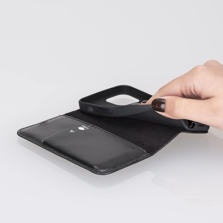 Solo Pelle aufklappbare Lederhülle kompatibel für iPhone 13 Mini in 5.4 Zoll inkl. 1 Kartenfach für