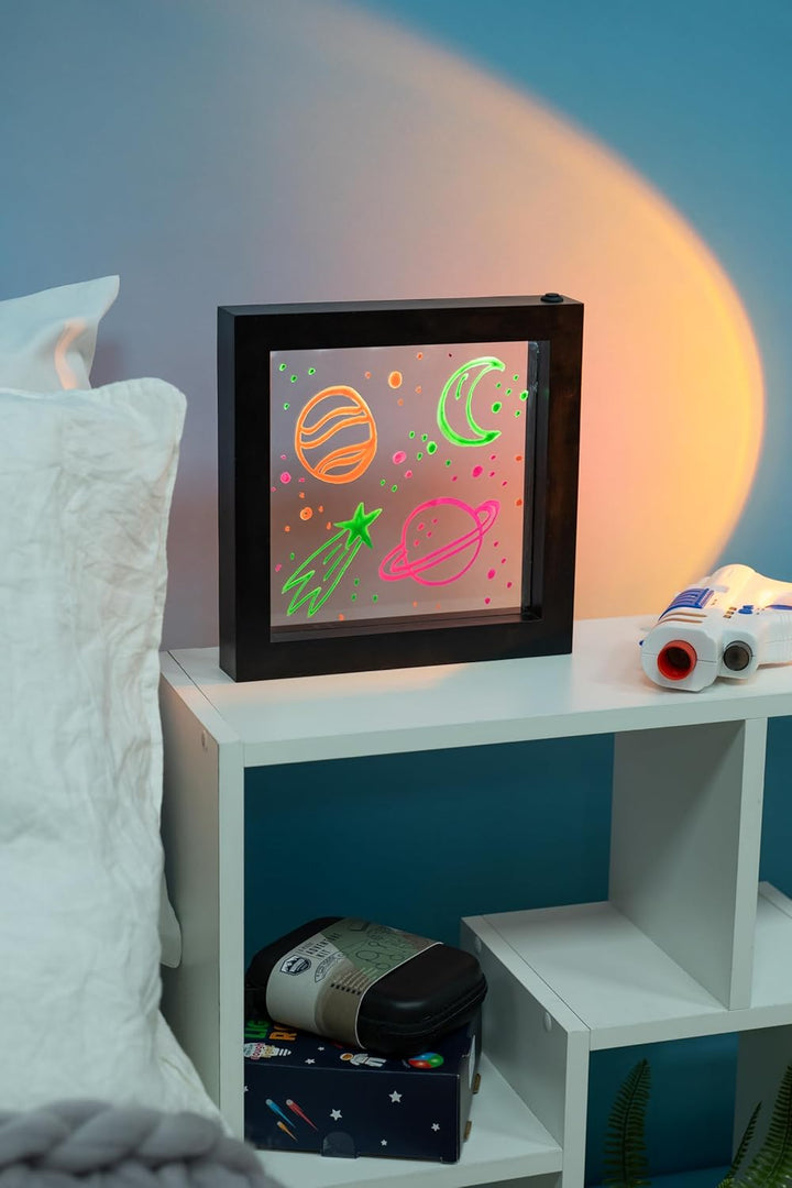 WONDEE Transparente Tafel, LED, Neon, leuchtend, auf Glas, Tafel, Magische Notizen und Nachrichten,