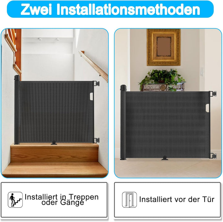 Türschutzgitter Treppenschutzgitter Ausziehbar 0-150cm für Kinder Hunde Baby Absperrgitter Schutzgit
