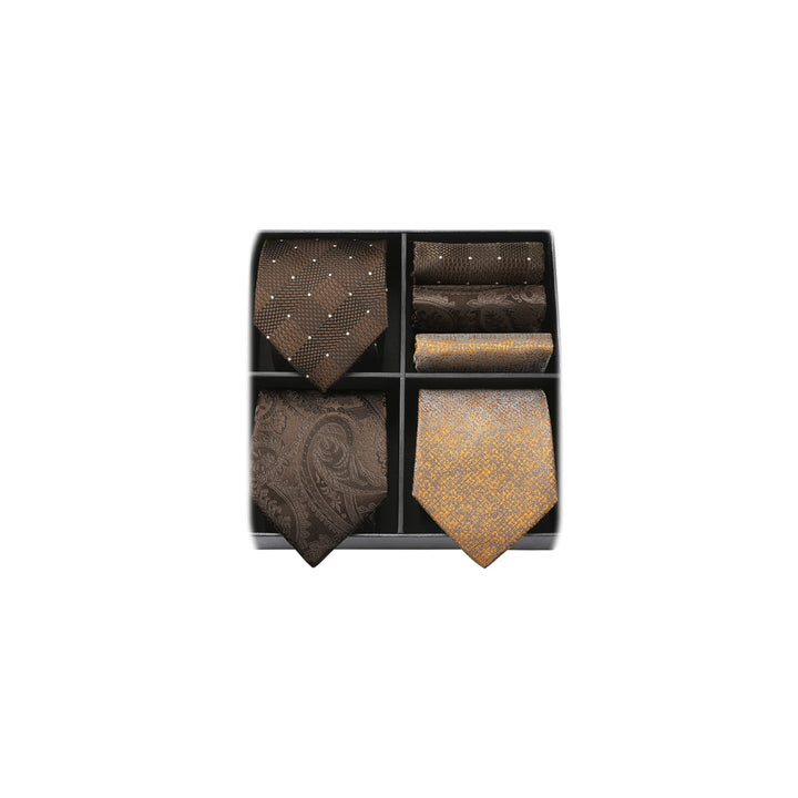 HISDERN Los 3 Stck Herren Krawatte Klassisch Elegante Krawatten und Einstecktuch Seidenkrawatte Set