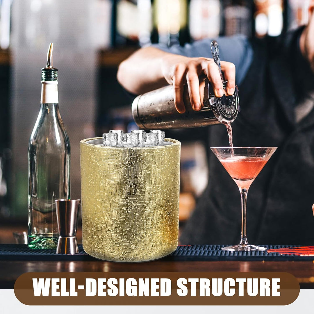 HEMOTON 1Pcs Eiskübel aus Edelstahl Isolierter Eiseimer Sektkübel Eisbehälter mit Deckel Weinkühler