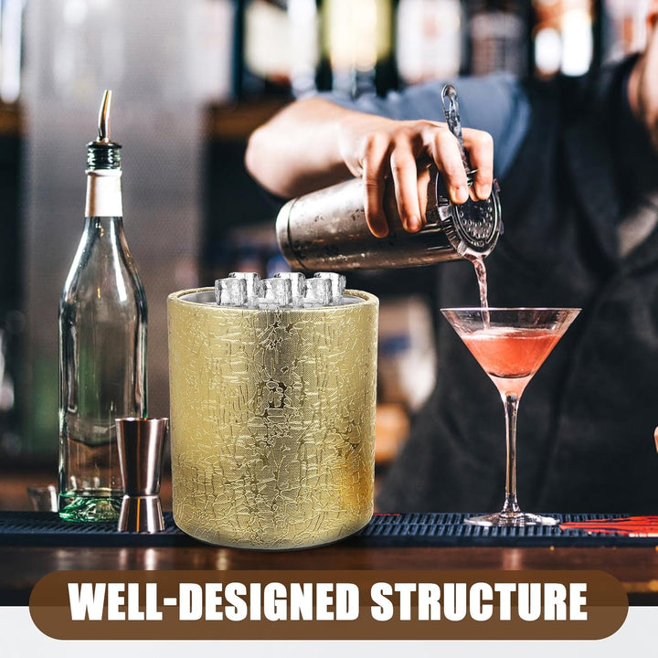 HEMOTON 1Pcs Eiskübel aus Edelstahl Isolierter Eiseimer Sektkübel Eisbehälter mit Deckel Weinkühler