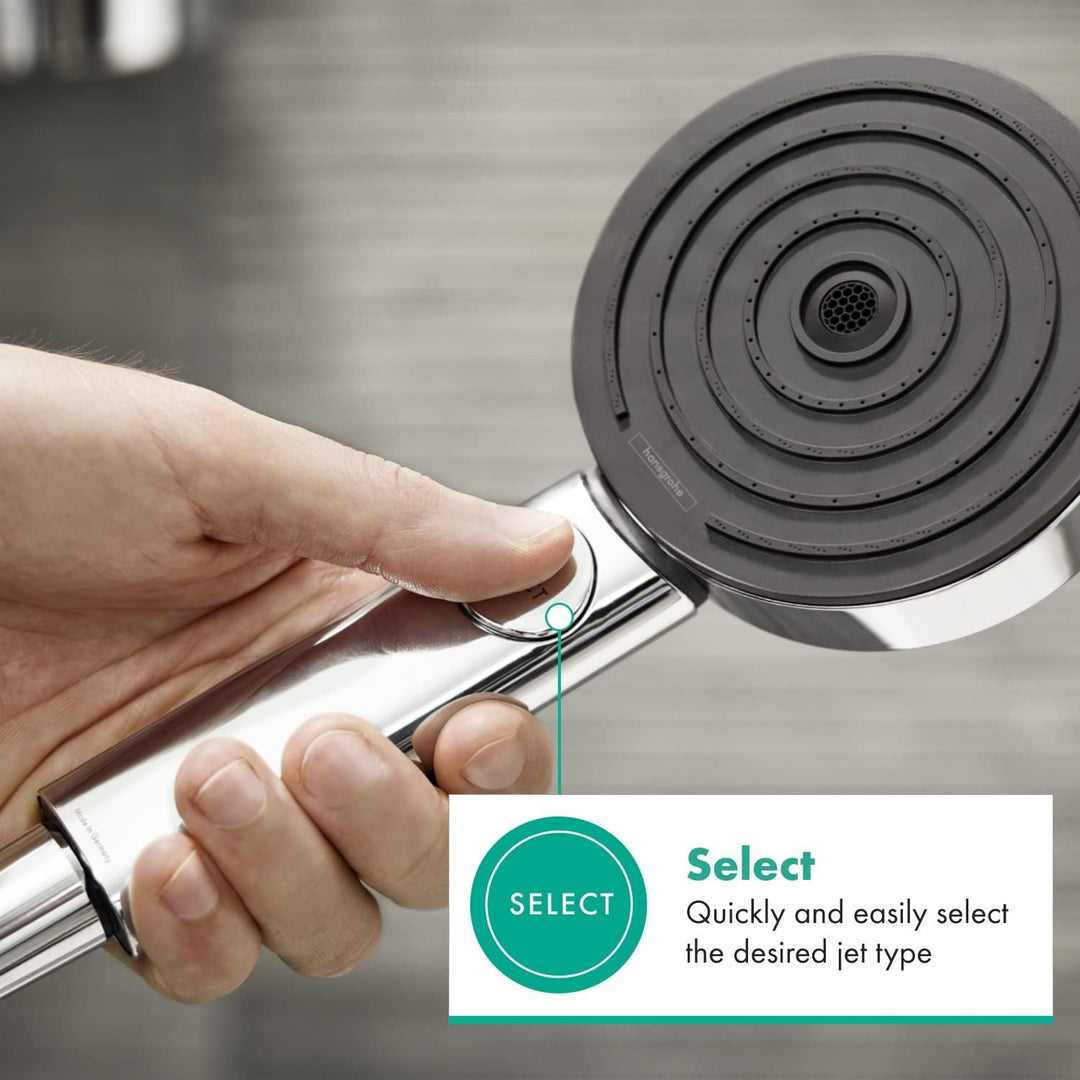 hansgrohe Pulsify S - Duschkopf, Handbrause mit 3 Strahlarten (Activation Version), runde Duschbraus