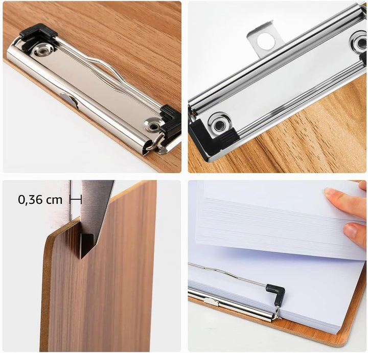 (10 Stück) Klemmbrett Holz A4,Schreibbrett Klemmbretter mit Metalklemme und Aufhängeose, Clipboard S