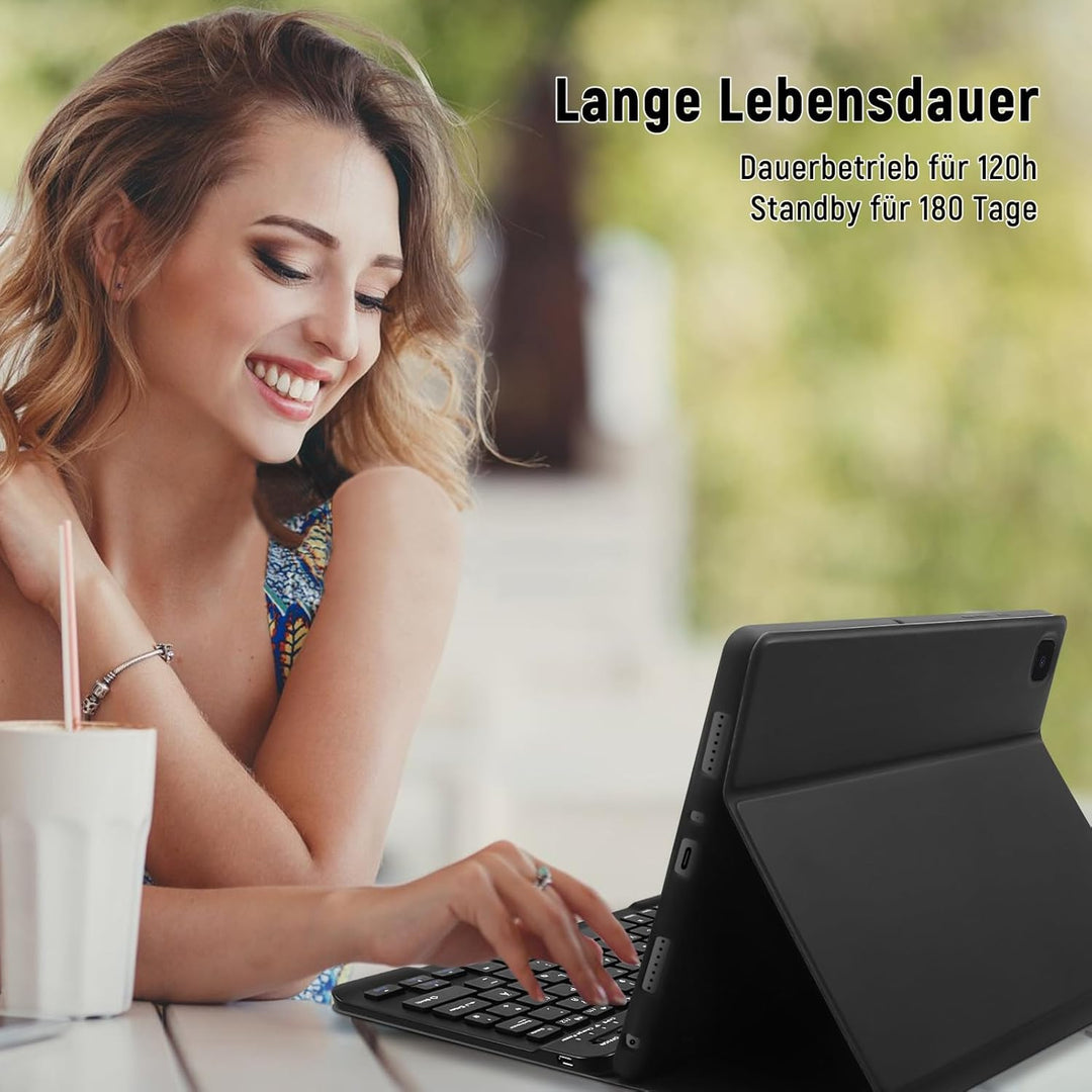 Lielax Tastatur Hülle für Samsung Galaxy Tab A7 10.4 Zoll 2022/2020(QWERTZ Layout), Magnetisch Abneh