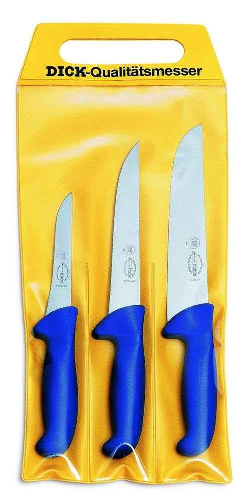 F. DICK Messer Set ErgoGrip 3-teilig (Ausbeinmesser 13cm, Stechmesser 18cm, Blockmesser 21 cm, HRC 5