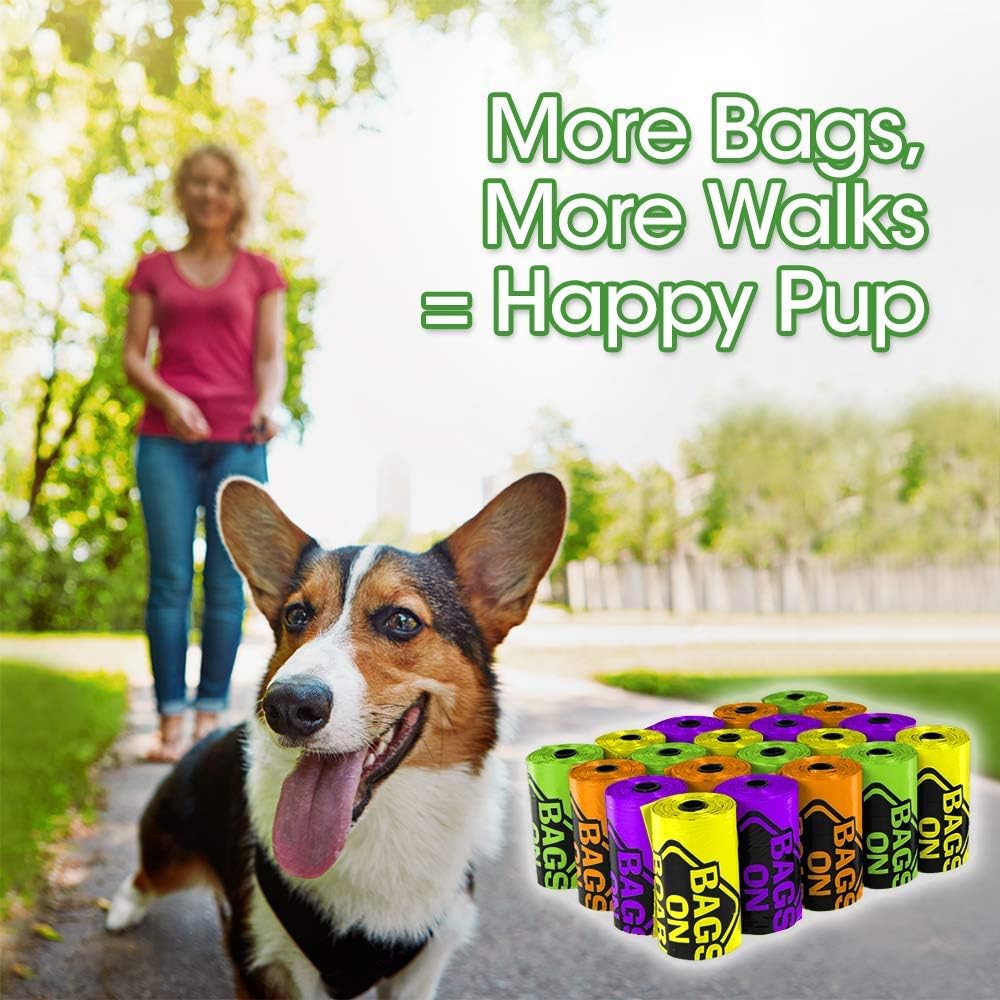 Bags On Board Hundekotbeutel | Starke, auslaufsichere Hundekotbeutel | 22,9 x 35,6 cm, 315 bunte Beu