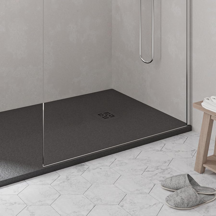 KOES - Kunstharz-Duschwanne Modell NILO – 90x170 – Schwarz RAL 9005 90x170cm Schwarz, 90x170cm Schwa