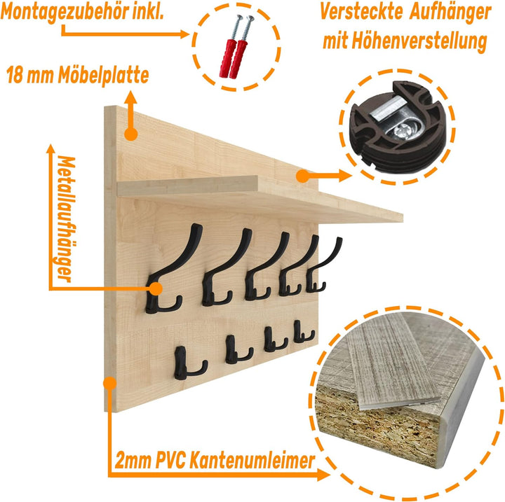 Mikon 40x90 | VERTI Garderobenpaneel Wandgarderobe Garderobe Wandpaneel Kleiderstange SCHWARZ | AHOR