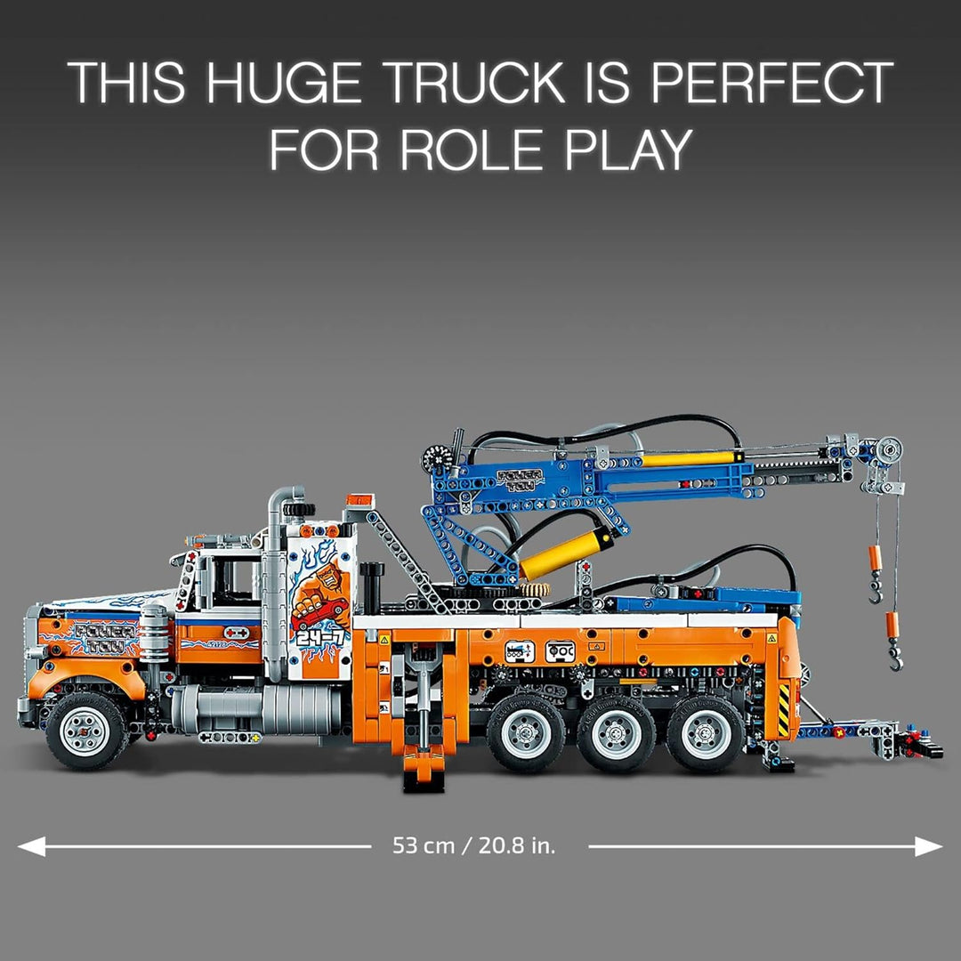 LEGO Technic Schwerlast-Abschleppwagen mit Kran, Spielzeugmodellbauset, Engineering for Kids Serie,