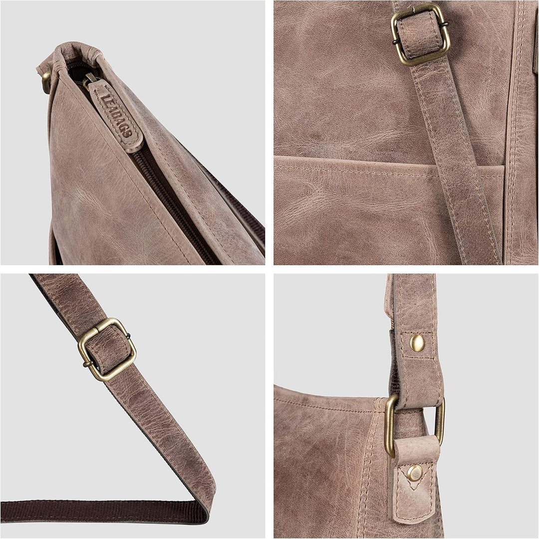 LEABAGS Leder Handtasche Damen I Premium Echtleder Umhängetasche I Schultertasche I Damentasche I Tr