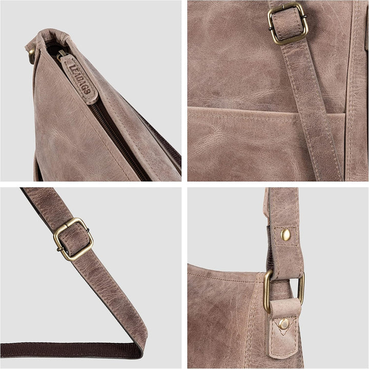 LEABAGS Leder Handtasche Damen I Premium Echtleder Umhängetasche I Schultertasche I Damentasche I Tr